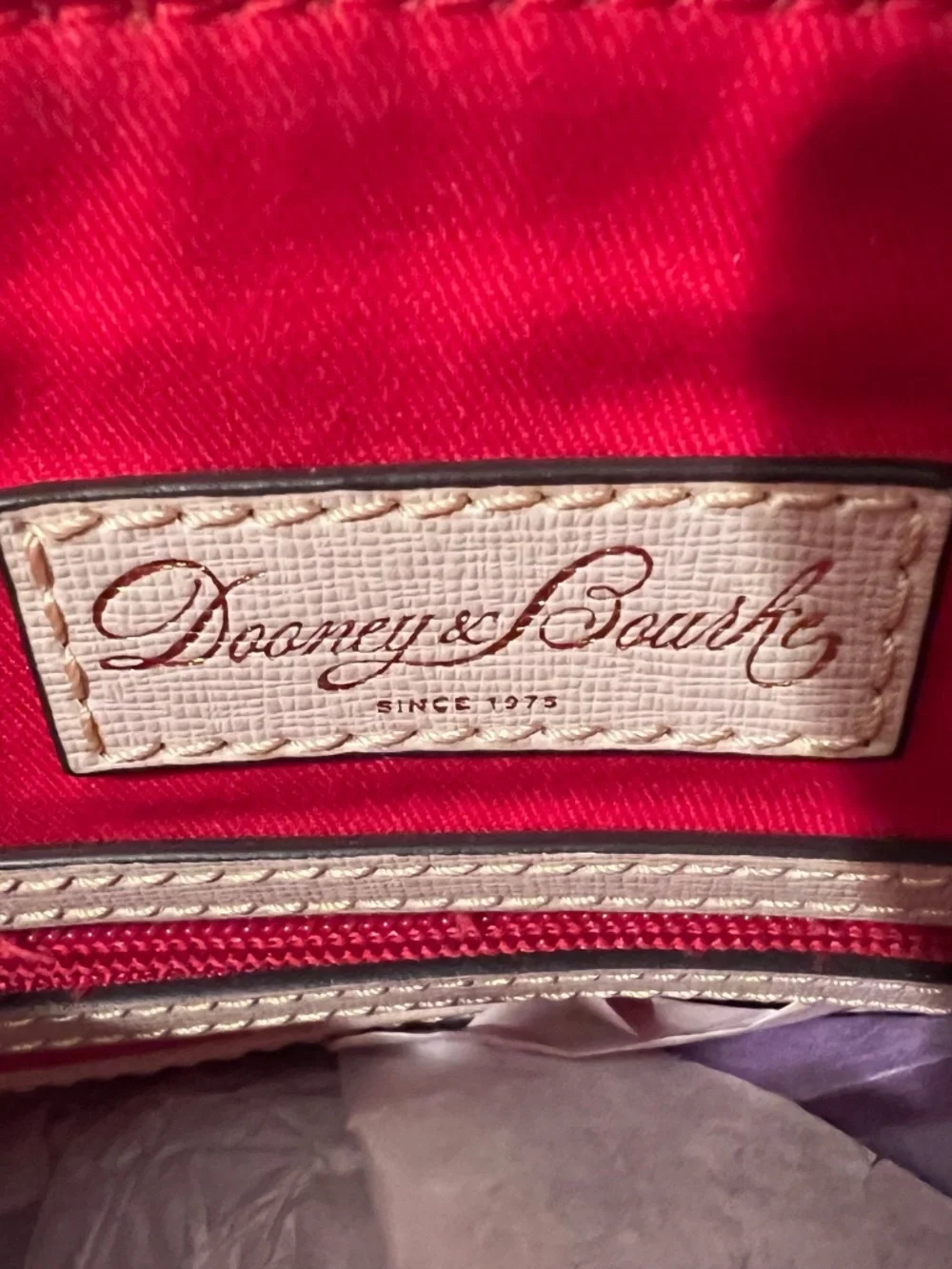 Dooney and Bourke Maxi Crossbody Canvas and Leather Cream Color